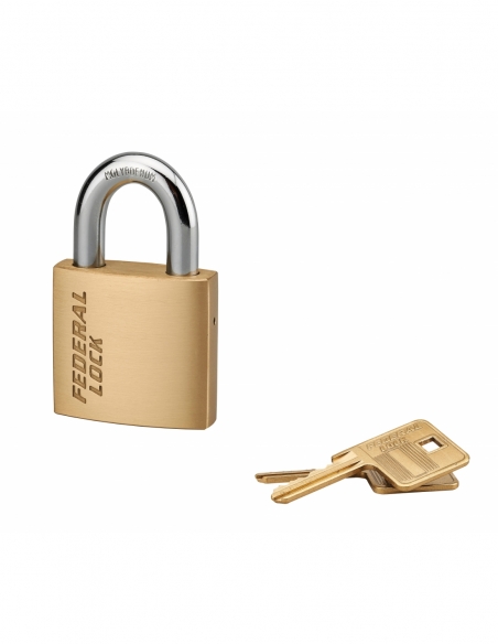 Lucchetto Federal Lock 530, ottone, costruzione, arco in acciaio, 50mm, 2 chiavi - THIRARD