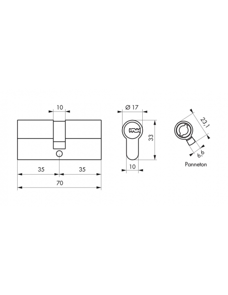 Cilindro europeo a doppia entrata Trafic 6, 35X35mm nichel, antiperforazione, antirottura, 5 chiavi piatte reversibili- THIRARD