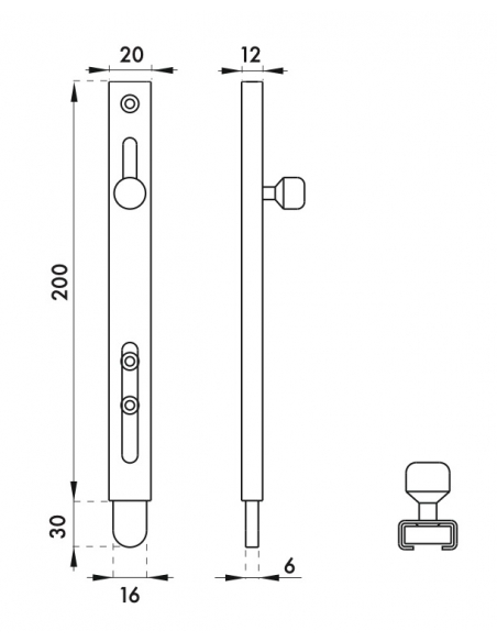 SERRATURA VERTICALE LEGGERA ZINCO A VITE 200MM