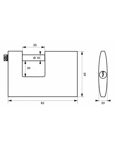 Lucchetto Cargo 85mm, 2 chiavi Adriatic, ottone, arco acciaio inox, serranda, container, garage, per industria - THIRARD