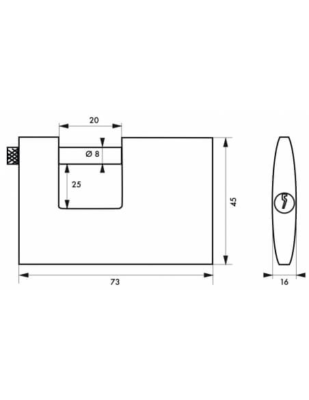 Lucchetto Cargo 70mm, 2 chiavi Adriatic, ottone pieno, arco acciaio inox, serranda, container, garage, per industria - THIRARD