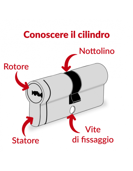 Cilindro europeo Federal 30X30mm nichel, anti-sfilamento, anti-perforazione, 4 chiavi reversibili - THIRARD