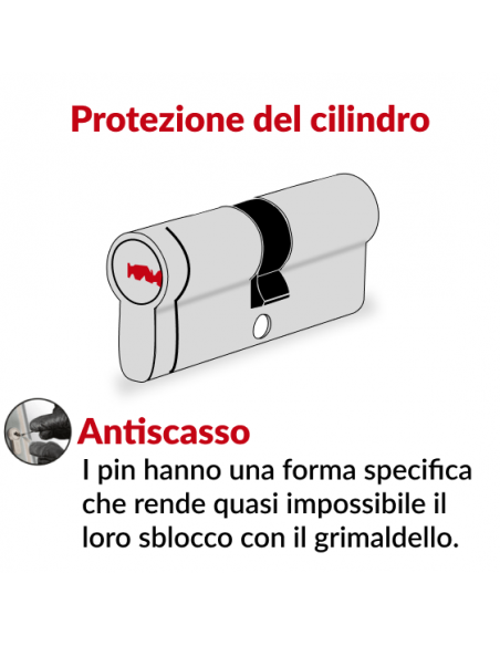 Cilindro europeo a doppia entrata Trafic 12 30X50mm, ottone, antiperforazione, antirottura, 5 chiavi piatte reversibili- THIRARD