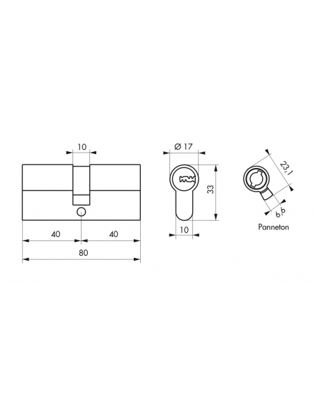 Cilindro europeo a doppia entrata Trafic 12 40X40mm, nichel, antiperforazione, antirottura, 5 chiavi piatte reversibili- THIRARD