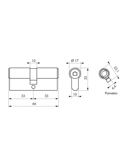 Cilindro europeo Cobra 2+ 33x33mm Nichelato, anti effrazione, antiscasso, antitrapano, 5 chiavi ergonomiche - THIRARD