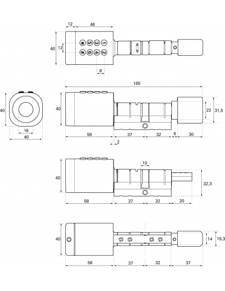 Cilindro elettronico Smart Lock Study - dimensione regolabile - THIRARD