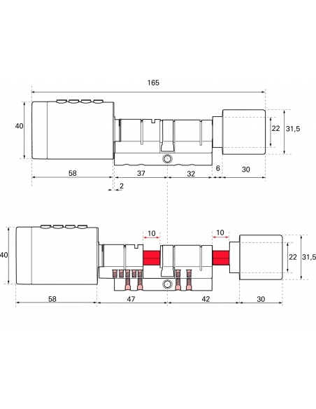 Cilindro elettronico Smart Lock Study - dimensione regolabile - THIRARD